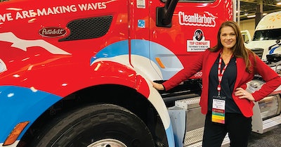 Women in Trucking member Angelika Mangino is the group's Member of the Month for April. Though more women are entering the filed, a WIT survey showed that safety remains a top concern among female drivers.