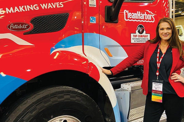 Women in Trucking member Angelika Mangino is the group's Member of the Month for April. Though more women are entering the filed, a WIT survey showed that safety remains a top concern among female drivers.