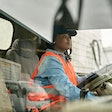 woman driving a truck